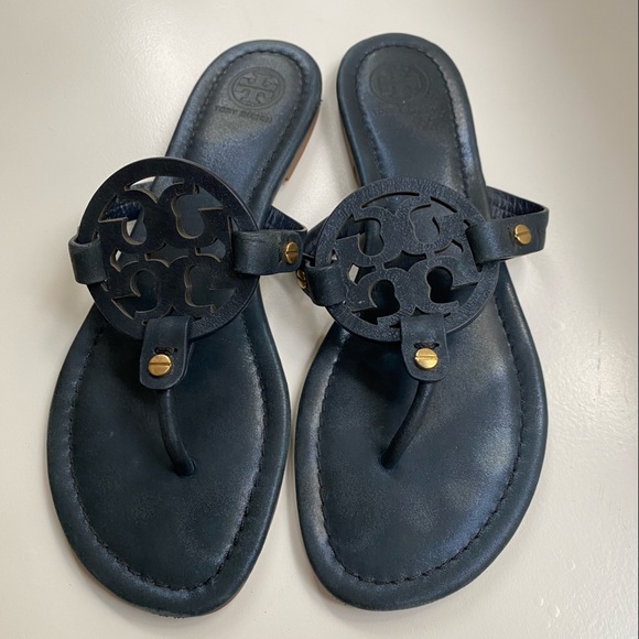 Tory Burch Shoes - Miller Soft Sandal in Metallic Navy